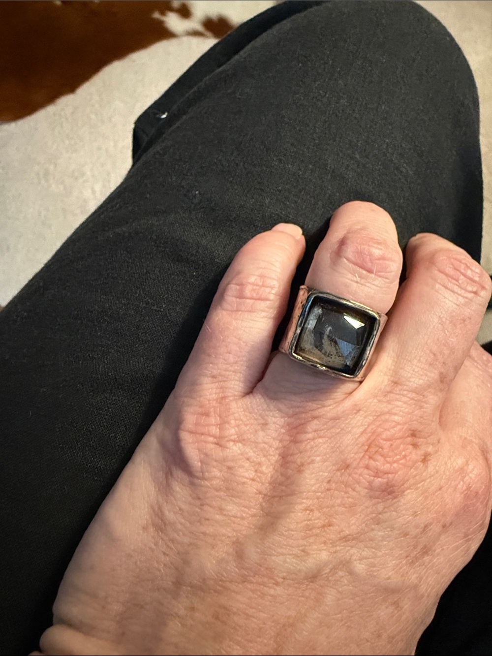 Silpada Sterling Silver Smoky Quartz Square Ring - Smoky Gray - Picture 6 of 7